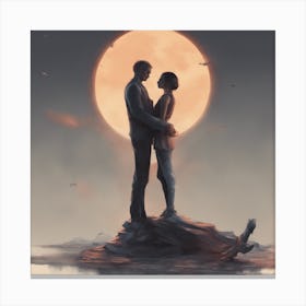 Couple Standing On A Rock Canvas Print