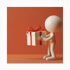 3d Person Holding A Gift Canvas Print