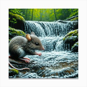 Mouse At The Waterfall Canvas Print