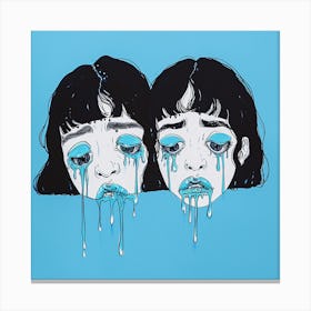 Two Girls Crying Canvas Print