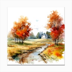 Watercolor Autumn Landscape 41 Canvas Print