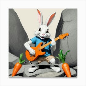 Bunny Playing Guitar Canvas Print