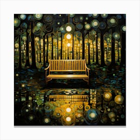 Park Bench At Night 2 Canvas Print