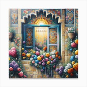 window with flowers Canvas Print