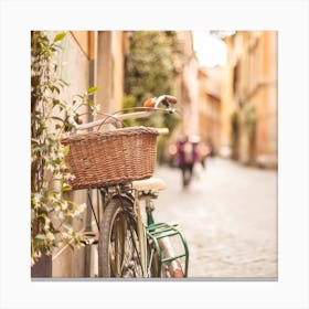 Bicycle In Rome Square Canvas Print