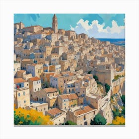 Matera Italy Fauvist Painting Travel Poster Art Print 1 Canvas Print