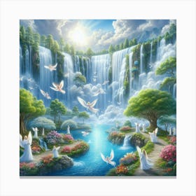 Angels In The Waterfall Canvas Print