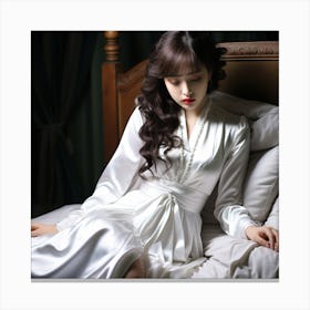 Portrait of a Lady in White Satin Canvas Print