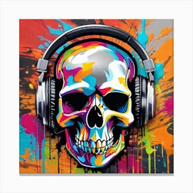 Skull With Headphones 67 Canvas Print