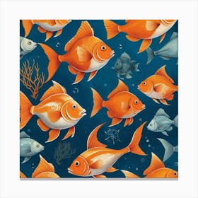 Default Fish Shaul Nautical Orange Art 1 Canvas Print