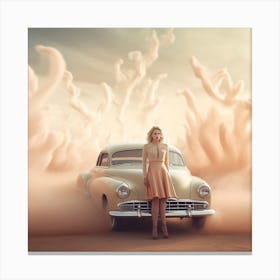 Woman In A Car 2 Canvas Print