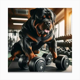 Rottweiler Dog In The Gym Canvas Print