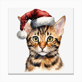 Bengal Cat In Santa Hat 4 Canvas Print