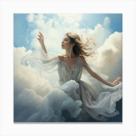 Firefly Girl, Clouds, Ethereal, Dreamy, Surreal, Airy, Mystical, Celestial, Fantasy, Delicate, Grace (11) Canvas Print