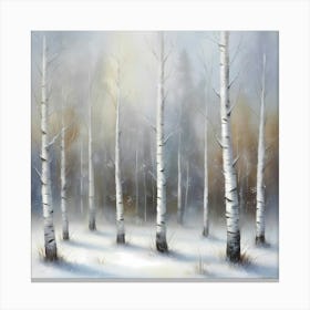 Birch Trees In Snow Canvas Print