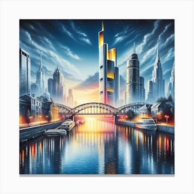 Frankfurt At Night Canvas Print