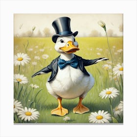 Duck In Daisies 1 Canvas Print