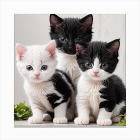 Black And White Kittens Canvas Print