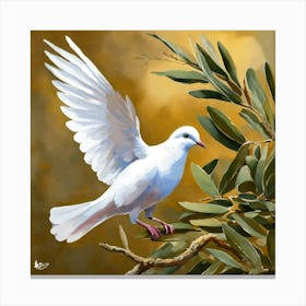 Dove Holding Olive Branch (1) Canvas Print