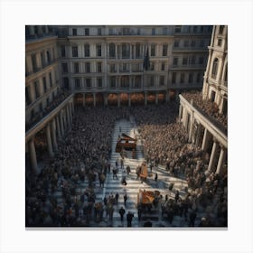 Crowds In The Square Canvas Print