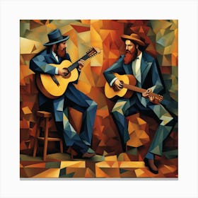Two Musicians Playing Guitars Canvas Print