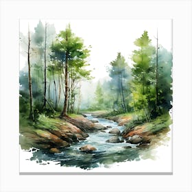 Watercolor Of A Forest 1 Canvas Print