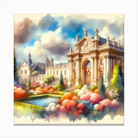 Watercolor Of A Garden 1 Canvas Print