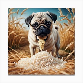 Pug Dog In Wheat Field Canvas Print