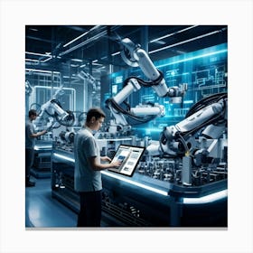 A Detailed Digital Rendering Of Advanced Industrial Cyber Management Process Engineered Automatons (3) Canvas Print