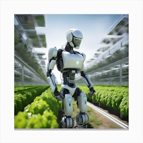 Robot In A Greenhouse 2 Canvas Print