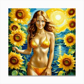 Sunflower Girl hjj Canvas Print