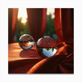 Two Glass Balls On A Table 1 Canvas Print