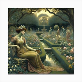 Lady In A Garden 5 Canvas Print