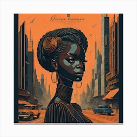 African Woman In City Canvas Print