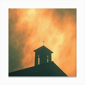 Silhouette Of Church Steeple Canvas Print