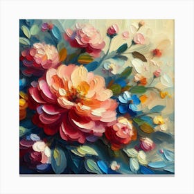 Oil Of Flowers Canvas Print