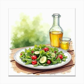 Salad With Olive Oil Canvas Print