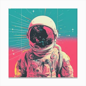 Risograph Style Surreal Astronaut Print Canvas Print