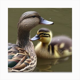 Duck And Duckling Canvas Print