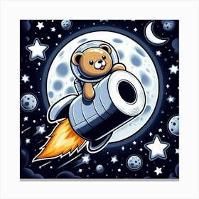 Teddy Bear In Space Canvas Print