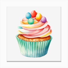 Watercolor Cupcake 1 Canvas Print