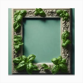 Picture Frame With Basil Leaves 1 Canvas Print