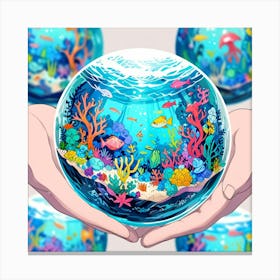 Bright Ocean Life Tiny World Collection Art Print 0 Canvas Print