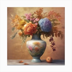 Autumn Flowers In A Vase Canvas Print