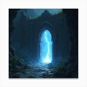 A Mystical Gate Glowing With Energy In A Forgotten Ruin 1 Canvas Print