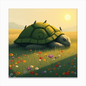 Fantasy Meadow With A Giant, Sleeping Creature Canvas Print