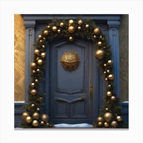 Christmas Decoration On Home Door Sf Intricate Artwork Masterpiece Ominous Matte Painting Movie (6) Canvas Print