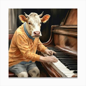 Cow Playing Piano 1 Canvas Print