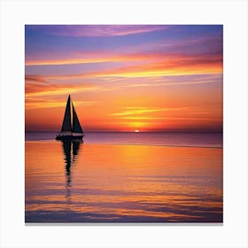 Sailboat At Sunset 4 Canvas Print