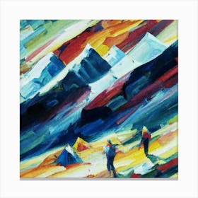 People camping in the middle of the mountains oil painting abstract painting art 24 Canvas Print
